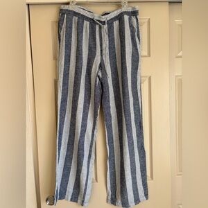 Old Navy linen blue stripes pants in L